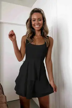 Women's Holiday Sleeveless Party Beach Short Dress Solid Sundress Dresses 
Women's Holiday Sleeveless Party Beach Short Dress Solid Sundress Dresses
