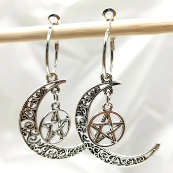 Pentagram Crescent Moon earrings, Celestial earrings,Moon and Star earring,Pagan earring,Wiccan earring,Pentagram moon 
Pentagram Crescent Moon earrings, Celestial earrings,Moon and Star earring,Pagan earring,Wiccan earring,Pentagram moon
