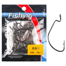 

10Pcs/Set Fishing Hook Carbon Steel Wide Crank Offset Fishhook 2#-5/0 For Soft Lure Bass Barbed Carp Fishing Tackle Worm Hook