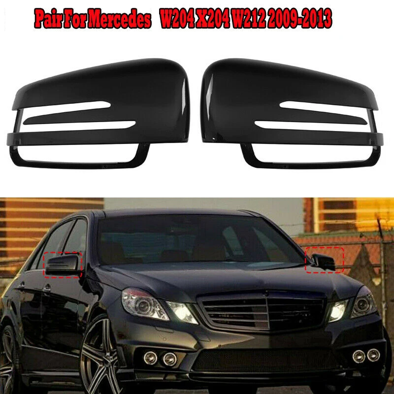 

1 Pair Door Mirror Covers Side Mirror Caps for Mercedes-BENZ C E S GL Class W204 W212 W221 CLA GLA 2009-2013 Gloss Black