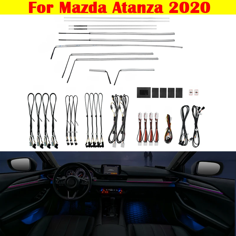 

Car Ambient Light Set Decorative 64-Color illuminated Atmosphere Lamp LED Strip For Mazda 6 Atanza 2017-2020 Button Control