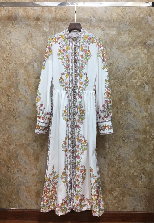 2019 Early Autumn, New Female Collar Printing Patterns Painting Decoration Long Sleeve Button dress 727
2019 Early Autumn, New Female Collar Printing Patterns Painting Decoration Long Sleeve Button dress 727
