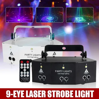 9 Eye RGB Disco Lamp DMX Remote Control Stage Strobe Light DJ Led Laser Light Halloween Christmas Bar Party Projector Home Decor
9 Eye RGB Disco Lamp DMX Remote Control Stage Strobe Light DJ Led Laser Light Halloween Christmas Bar Party Projector Home Decor