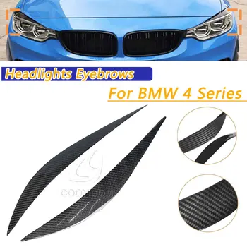 COOYIDOM 2X Carbon Fiber Vinyl For BMW 4 Series F32 F33 F36 F82 F83 M4 F80 M3 Headlight Eyelid Headlight Eyebrows Trims 14-18