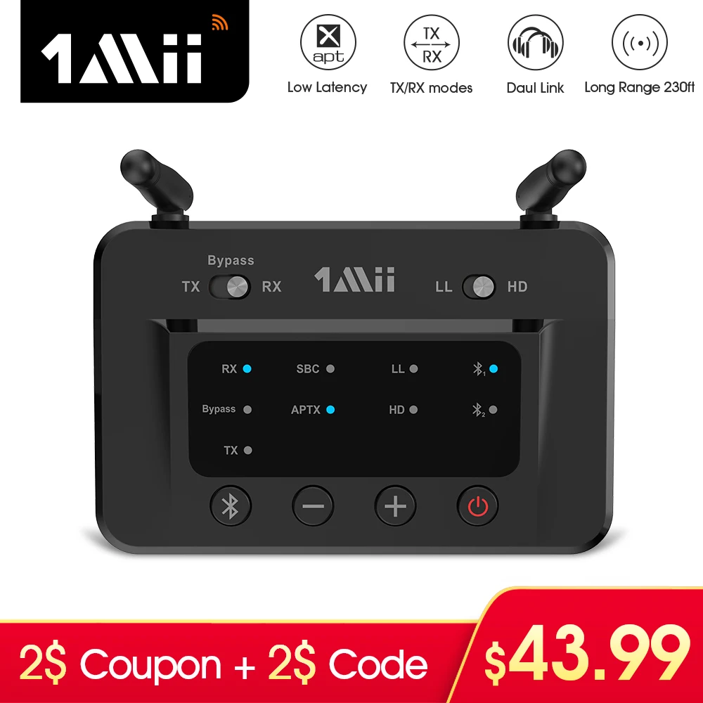 1Mii B03 Bluetooth transmitter receiver Audio aptX LL HD Optical RCA 3.5 Aux 3in1 Bluetooth adapter pc receiver for TV Headphone
1Mii B03 Bluetooth transmitter receiver Audio aptX LL HD Optical RCA 3.5 Aux 3in1 Bluetooth adapter pc receiver for TV Headphone