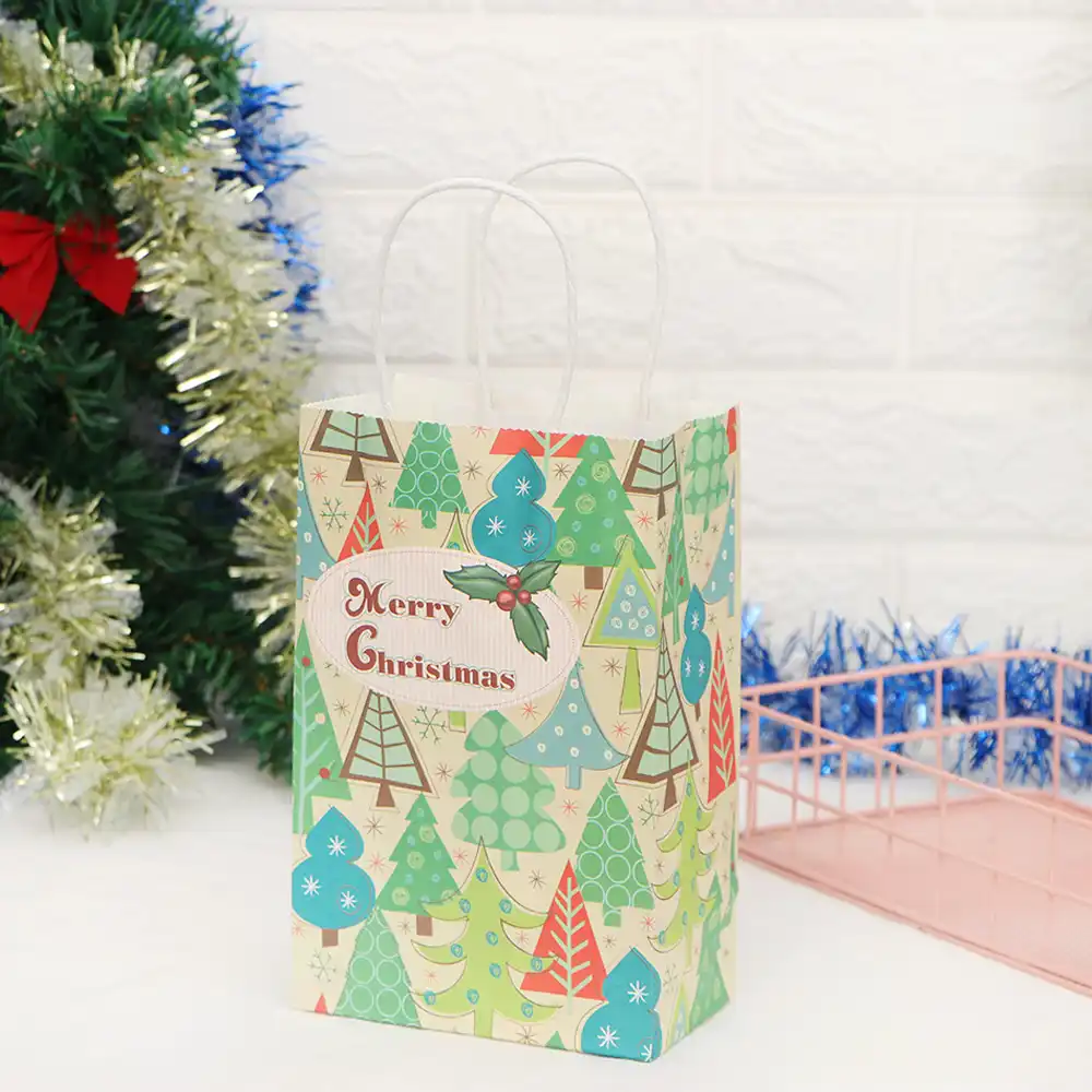 christmas paper bag handbag festival gift bags with handles