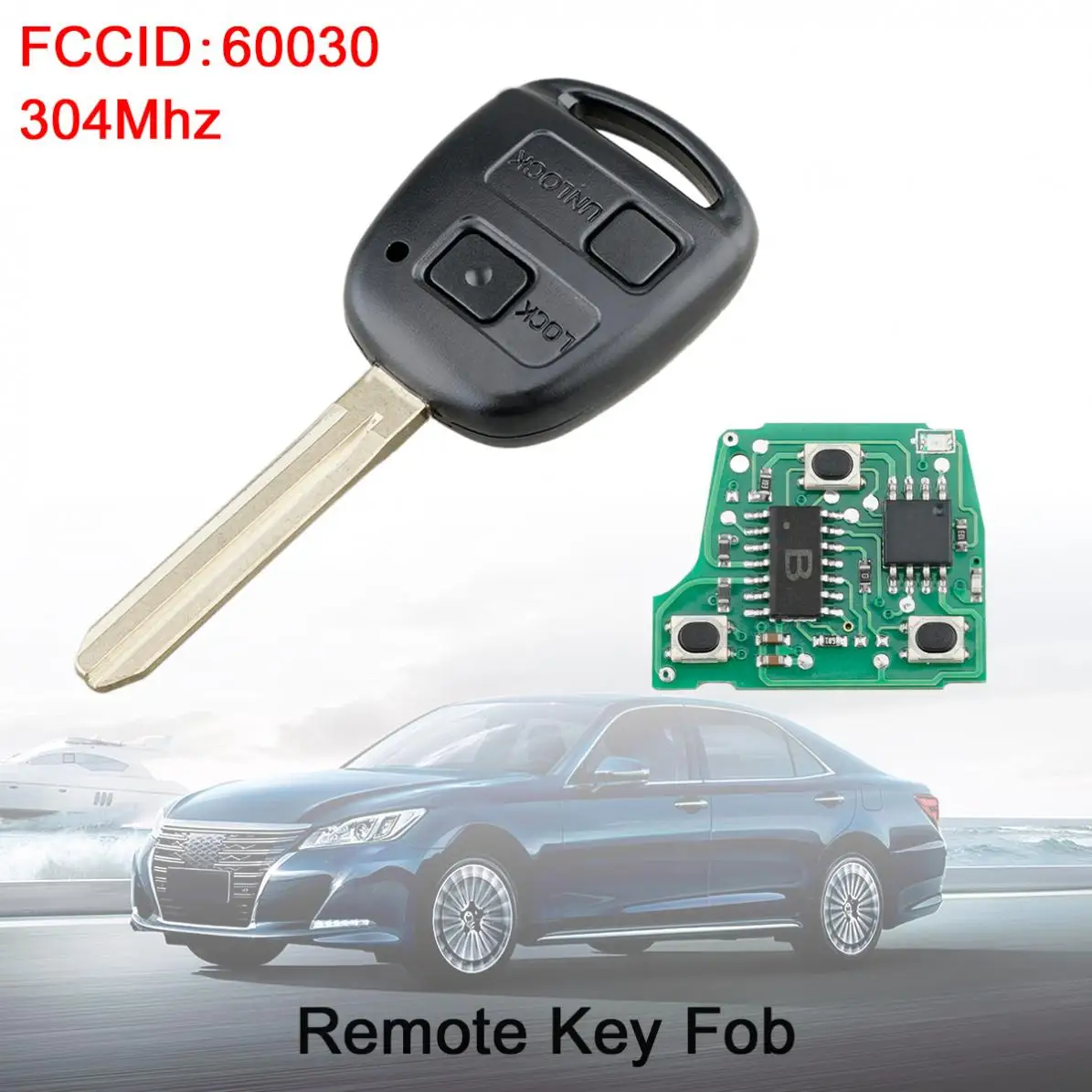 1pcs Black Durable 304Mhz 2 Buttons Car Remote Key Fob Replacement with 4C Chip 60030 fit for Toyota Corolla
1pcs Black Durable 304Mhz 2 Buttons Car Remote Key Fob Replacement with 4C Chip 60030 fit for Toyota Corolla