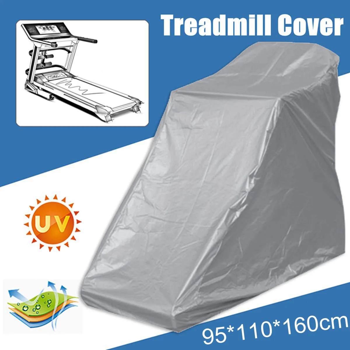 New Zippered Treadmill Cover 95*110*160cm Running Jogging Machine Dustproof Cover Oxford Cloth Rain Canopy Waterproof Protector
New Zippered Treadmill Cover 95*110*160cm Running Jogging Machine Dustproof Cover Oxford Cloth Rain Canopy Waterproof Protector