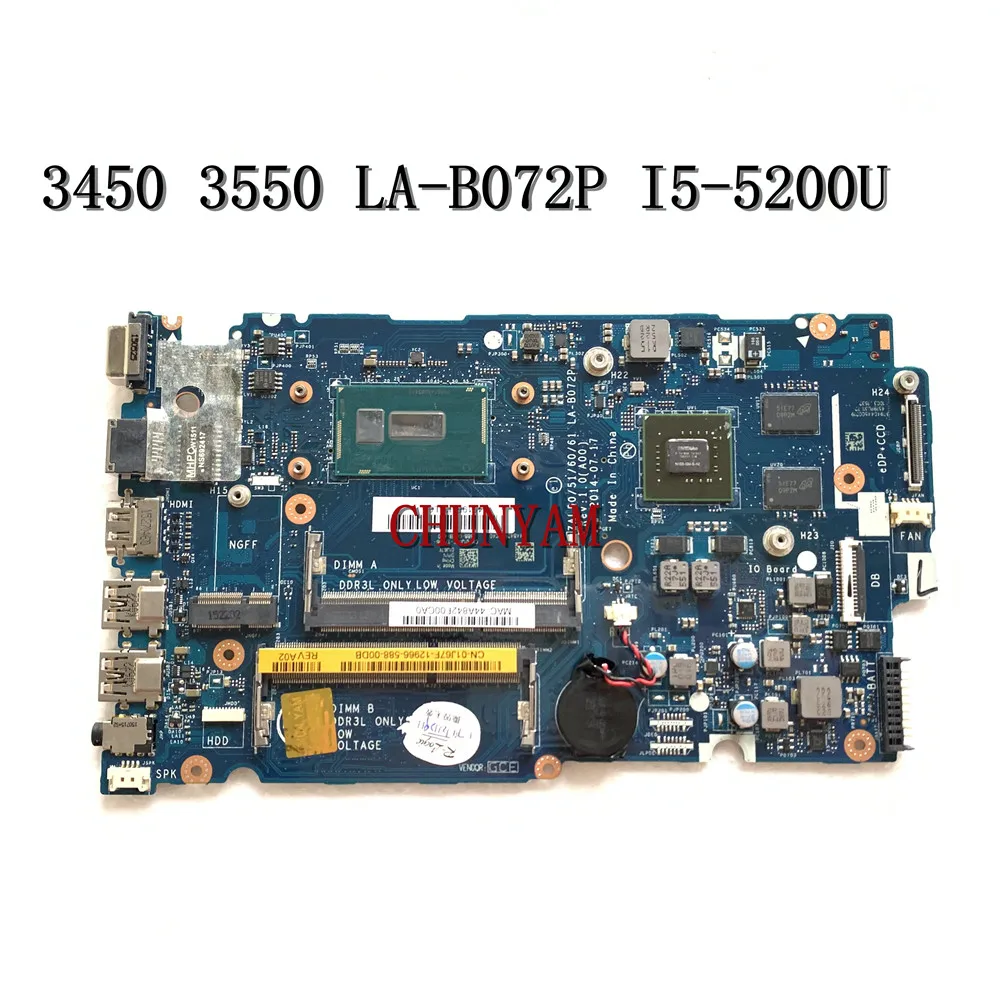 CN 01J67F 1J67F I5 5200U для Dell Latitude 3450 3550 Материнская плата ноутбука LA B072P материнская 100%