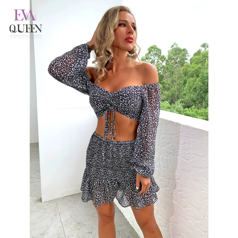Женский комплект EvaQueen из двух предметов топ с длинными рукавами фонариками и