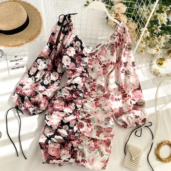 Fashion blogger with the same style Lantern sleeves Flower Printed Draw-string Pleated Dress Package hip Sheath Mini Dress
Fashion blogger with the same style Lantern sleeves Flower Printed Draw-string Pleated Dress Package hip Sheath Mini Dress