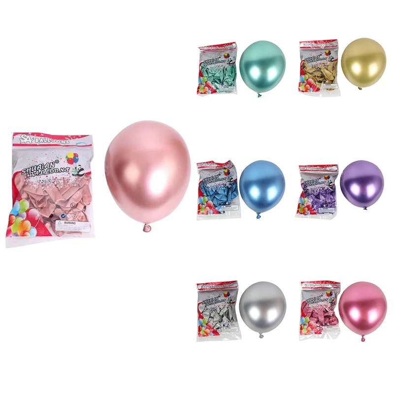50Pcs 10 Inch Metallic Latex Balloons Thick Chrome Glossy Metal Pearl Balloon Globos For Party Decor | Дом и сад