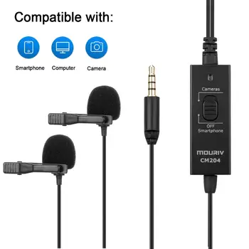 Mouriv CM204 Dual Lavalier Condenser Microphone with USB Adapter Foam Windscreen Windshield for iOS,Android Smartphones Camera
Mouriv CM204 Dual Lavalier Condenser Microphone with USB Adapter Foam Windscreen Windshield for iOS,Android Smartphones Camera