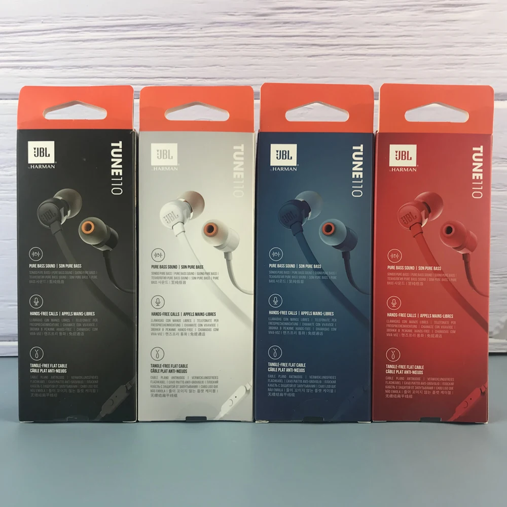Jbl Tune 110 Box JBL T110 Wired Earphones Stereo Music Bass