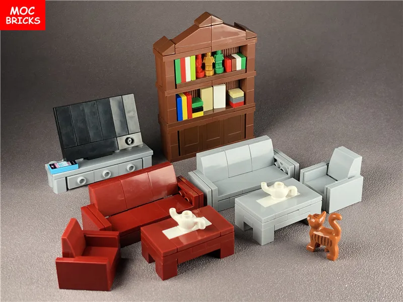 Set Sale MOC Bricks DIY Furniture American style Sofa Set Bookcase TV Building Blocks Figure toys for children Xmas gifts
Set Sale MOC Bricks DIY Furniture American style Sofa Set Bookcase TV Building Blocks Figure toys for children Xmas gifts