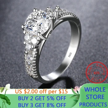 LMNZB 100% 925 Sterling Silver Bridal Engagement Ring Jewelry 7.5mm CZ Zircon Romantic Wedding Rings for Women LR346 
LMNZB 100% 925 Sterling Silver Bridal Engagement Ring Jewelry 7.5mm CZ Zircon Romantic Wedding Rings for Women LR346