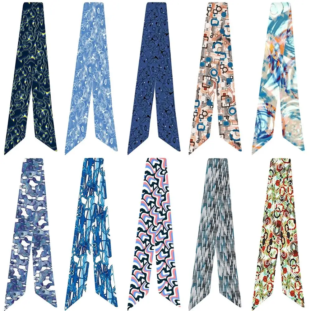 Women Fashion Abstract geometric print Variety bag handle tie wrap silk scarf small scarf 5*95cm
Women Fashion Abstract geometric print Variety bag handle tie wrap silk scarf small scarf 5*95cm