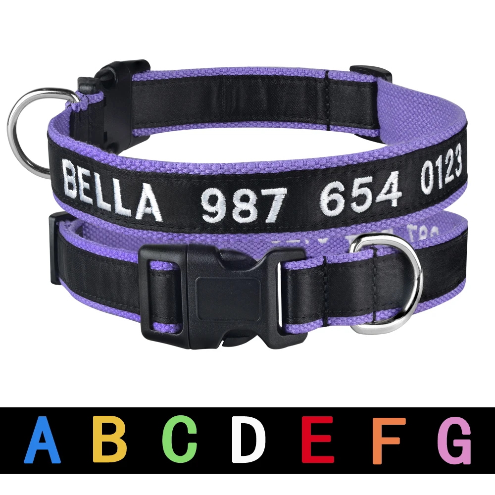 Nylon Custom Personalized Dog Collar Embroidered Pet Collars Adjustable Puppy Nameplate ID Collar Small Medium Large Purple
Nylon Custom Personalized Dog Collar Embroidered Pet Collars Adjustable Puppy Nameplate ID Collar Small Medium Large Purple