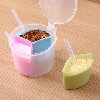 Round Three Grid Split Combination Condiment Box Plastic Belt Spoon With Lid Cruet For Spices Creative Kitchen Supplies
Round Three Grid Split Combination Condiment Box Plastic Belt Spoon With Lid Cruet For Spices Creative Kitchen Supplies