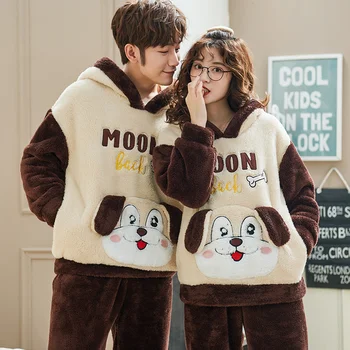 Winter Couple Flannel Pajamas Sets Men And Women Thicken Cartoon Pyjamas Female Hooded Plus Size Sleepwear Coral Fleece Homewear
Winter Couple Flannel Pajamas Sets Men And Women Thicken Cartoon Pyjamas Female Hooded Plus Size Sleepwear Coral Fleece Homewear
