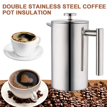 350ML Coffee Pots Double Layer Stainless Steel Coffee Tea Maker French Press Heat Preservation Mug Teapot With Strainer
350ML Coffee Pots Double Layer Stainless Steel Coffee Tea Maker French Press Heat Preservation Mug Teapot With Strainer