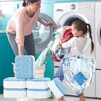 12pcs Compressed Descaler Deep Cleaning Washing Machine Deodorant Universal Remove Dirt Kitchen Tub Home Effervescent Tablet