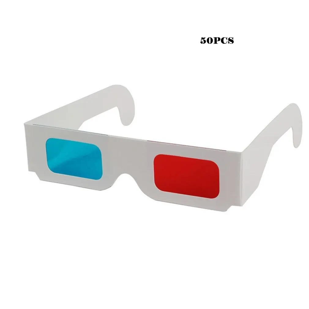 10pcs/lot Universal Paper Anaglyph 3D Glasses Paper 3D Glasses View Anaglyph Red/Blue 3D Glass For Movie Video EF