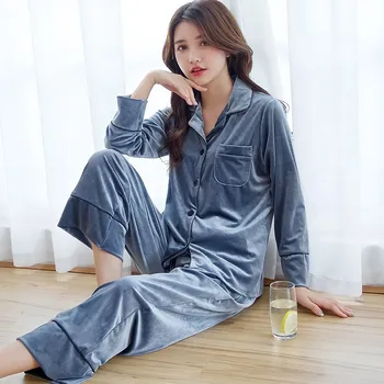 Velvet 2PCS Pajamas Suit Women Soft Sleepwear Sleep Set Casual Shirt&Pants Velour Pyjamas Autumn Winter New Home Clothes
Velvet 2PCS Pajamas Suit Women Soft Sleepwear Sleep Set Casual Shirt&Pants Velour Pyjamas Autumn Winter New Home Clothes