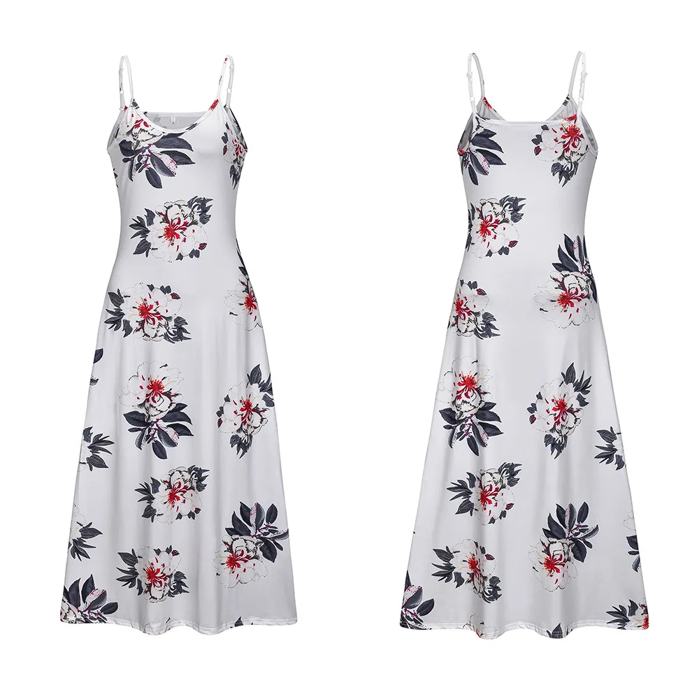 Sexy Maxi Dresses For Women Boho Print V-Neck Floral Sundresses Women Sleeveless Plus Size Dresses For Women 4xl 5xl Summer 2020