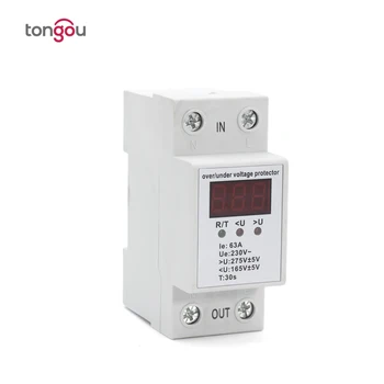 230V 63A Digital Display Din rail Automatic Reconnect Over Voltage and Under Voltage Protective Device Protector Relay
230V 63A Digital Display Din rail Automatic Reconnect Over Voltage and Under Voltage Protective Device Protector Relay