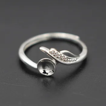 Silver Plated Adjustable Blank Ring Base Micro Paved Zircon Fit Pearls Cabochons Cameo Setting For DIY Women Pearls Ring Jewelry 
Silver Plated Adjustable Blank Ring Base Micro Paved Zircon Fit Pearls Cabochons Cameo Setting For DIY Women Pearls Ring Jewelry