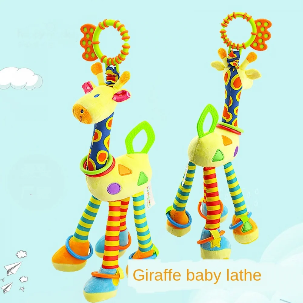 

Soft Giraffe Animal Handbells Rattles Plush Infant Baby Development Handle Toys Hot Selling with Teether Baby Toy for Newborn