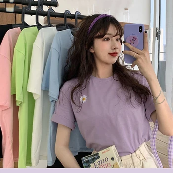 Kawaii T-Shirt Women Harajuku Shirt Floral Cute Tshirt Daisies Printed Casual Short Sleeve Tops Tee
Kawaii T-Shirt Women Harajuku Shirt Floral Cute Tshirt Daisies Printed Casual Short Sleeve Tops Tee