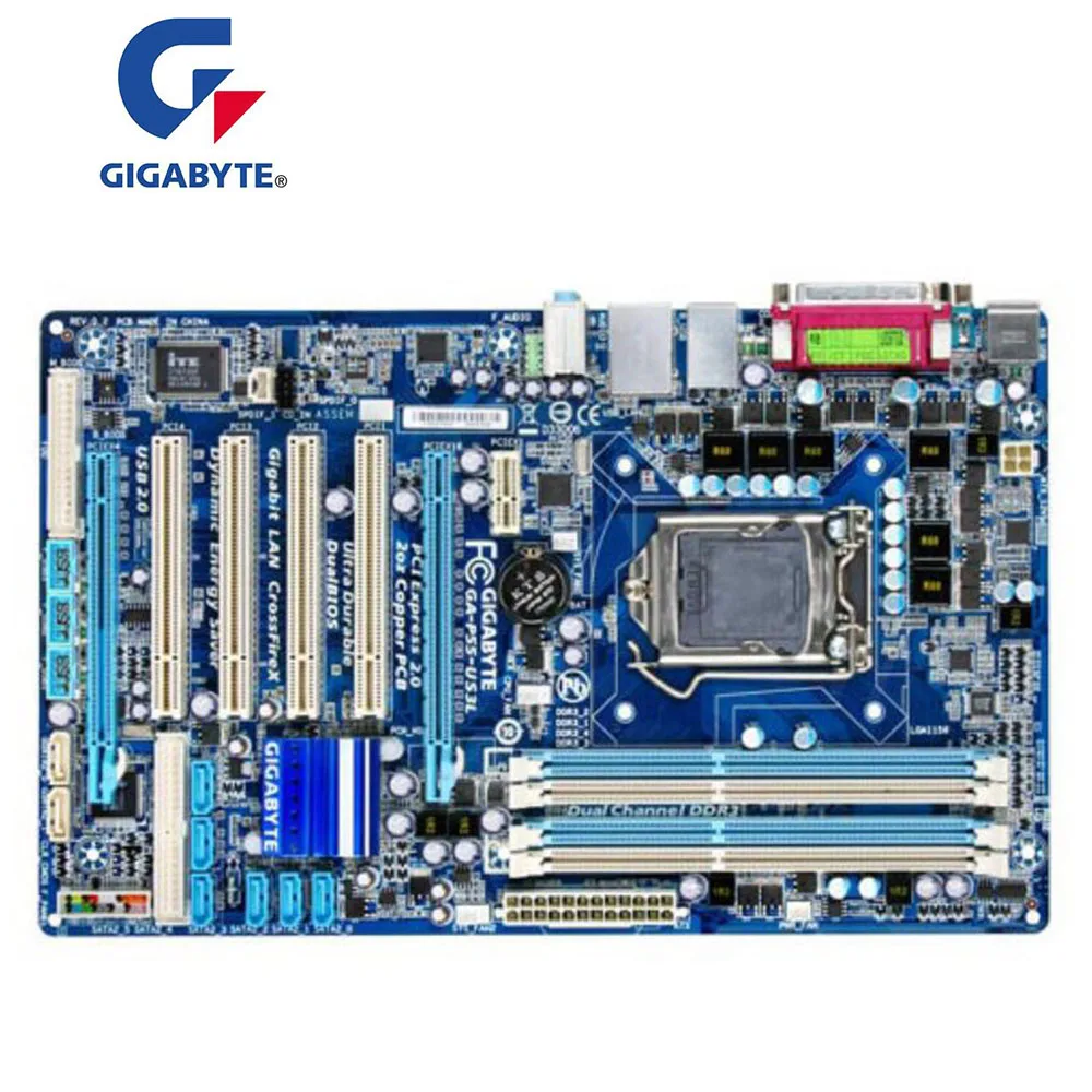 Отремонтированная материнская плата для GIGABYTE настольного ПК P55 разъем LGA 1156 ATX DDR3