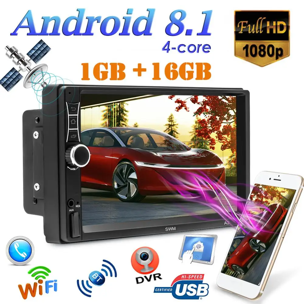 SWM A2 Android 8.1 Car GPS Navigation Stereo 7 inch 1GB+16GB Quad Core bluetooth WiFi USB Radio Receiver In Dash Head Unit
SWM A2 Android 8.1 Car GPS Navigation Stereo 7 inch 1GB+16GB Quad Core bluetooth WiFi USB Radio Receiver In Dash Head Unit