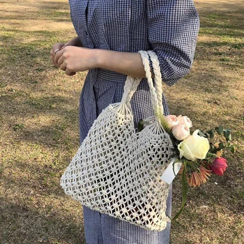 2020 New Women Bag Woven Middle Beach Bag Cotton Knitting Ladies Handbag Net Female Shoulder Bag Korean Tote Bag Whole Sale
2020 New Women Bag Woven Middle Beach Bag Cotton Knitting Ladies Handbag Net Female Shoulder Bag Korean Tote Bag Whole Sale