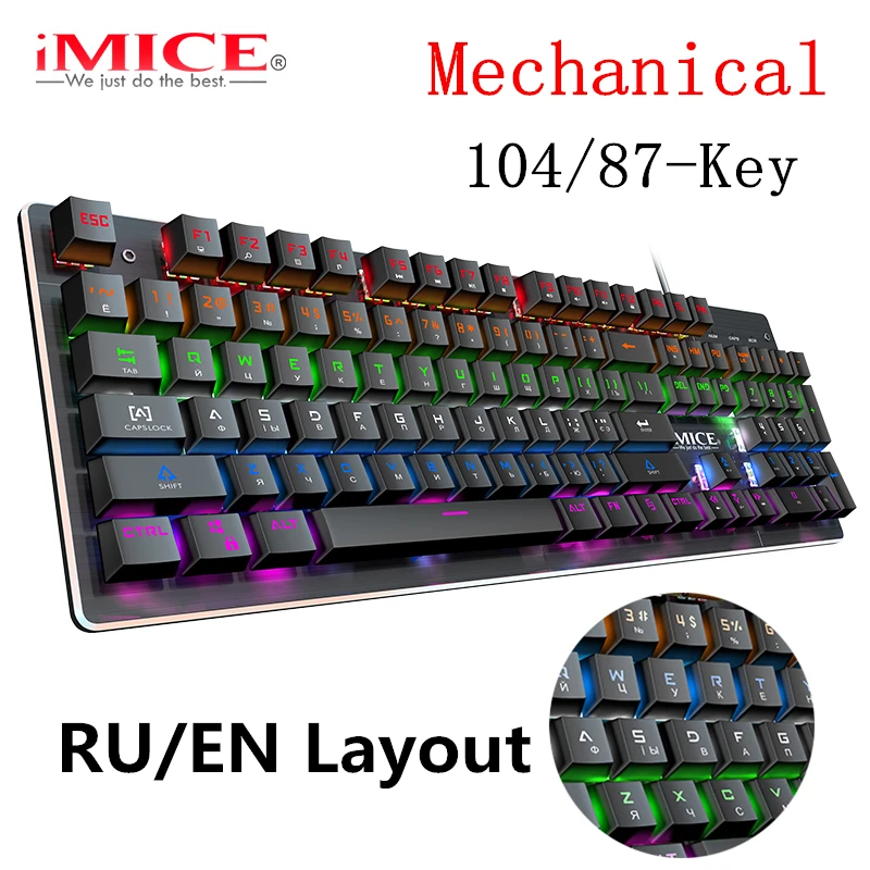 Mechanical Keyboard Mechanical Gaming Keyboard RGB Backlit Keyboard Russian Keycaps 104 78 Keys Wired For PC Computer Gamer
Mechanical Keyboard Mechanical Gaming Keyboard RGB Backlit Keyboard Russian Keycaps 104 78 Keys Wired For PC Computer Gamer