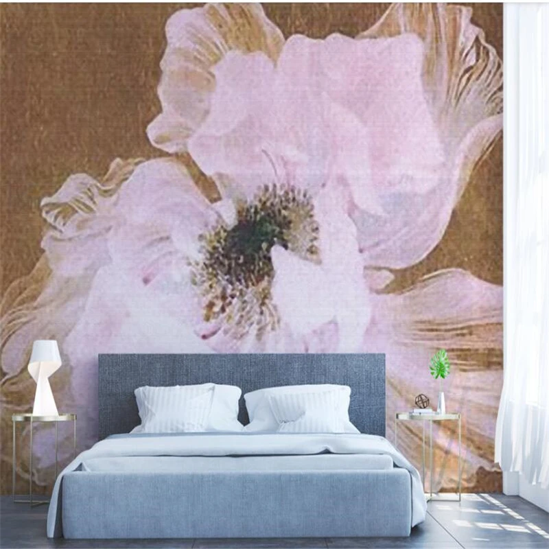 Beibehang-Beautiful-hand-painted-oil-painting-flower-simple-Nordic-TV-wall-custom-large-mural-wallpaper-papel (2)