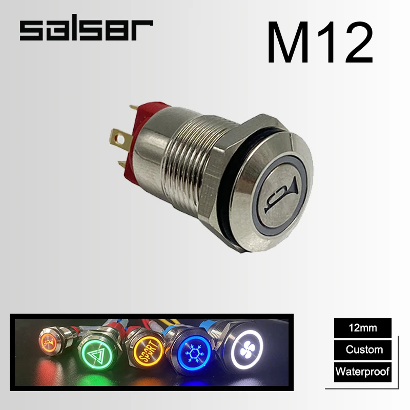 12mm Custom 1NO 1NC Luminous Character Lettering Start Stop Power Supply Laser Fix Or Reset 3A 250VAC Metal Push Button Switch
12mm Custom 1NO 1NC Luminous Character Lettering Start Stop Power Supply Laser Fix Or Reset 3A 250VAC Metal Push Button Switch