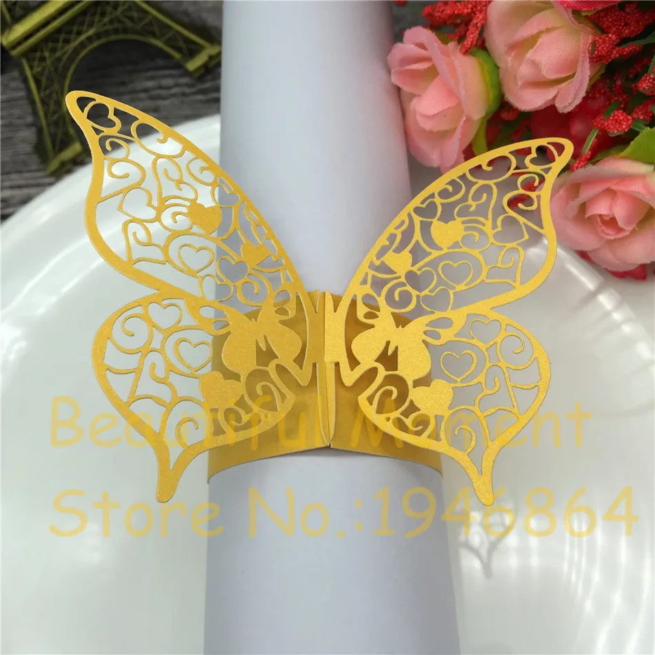 50pcs 30 colors Butterfly Style Laser Cut Paper Napkin Rings Napkins Holders Hotel Birthday Wedding Party Favor Table Decoration | Дом и сад