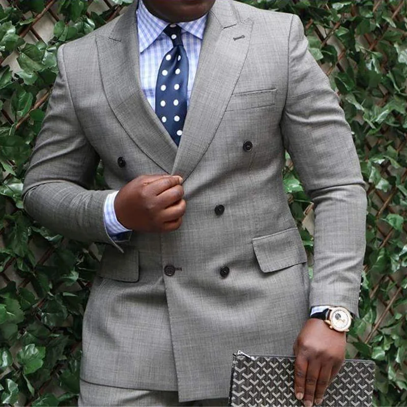 Latest Coat Pant Designs Grey Double Breasted Men Suits 2020 Custom Tuxedos Wedding Groom Suits For Men Slim Fit Jacket + Pant 
Latest Coat Pant Designs Grey Double Breasted Men Suits 2020 Custom Tuxedos Wedding Groom Suits For Men Slim Fit Jacket + Pant