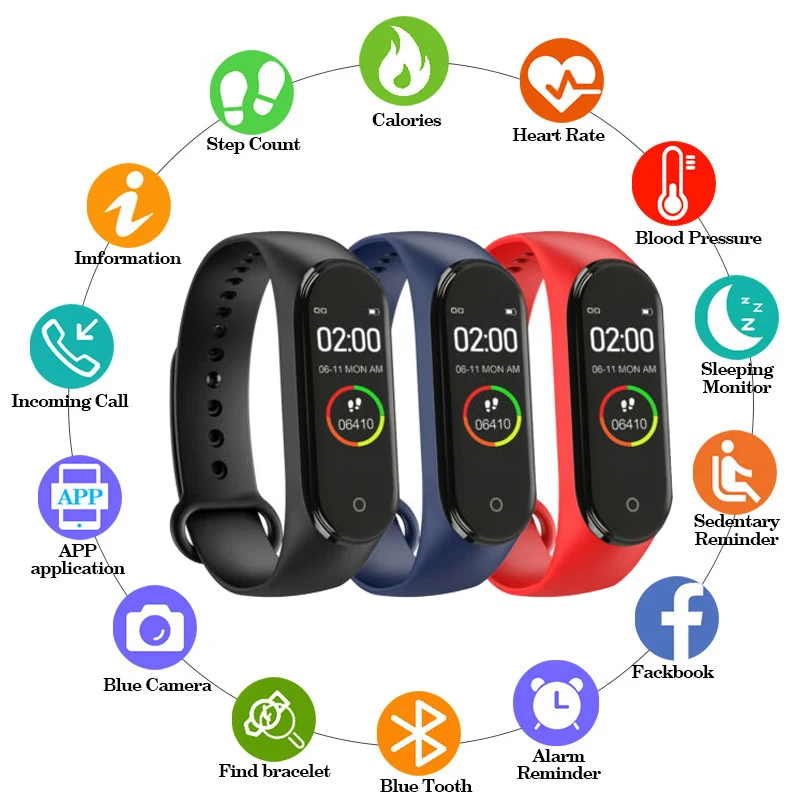 Trend M4 Smart Bracelet Activity Tracker Heart Rate Blood Pressure Monitor Color Screen Intelligent Sports Bracelet Multifunctio
Trend M4 Smart Bracelet Activity Tracker Heart Rate Blood Pressure Monitor Color Screen Intelligent Sports Bracelet Multifunctio