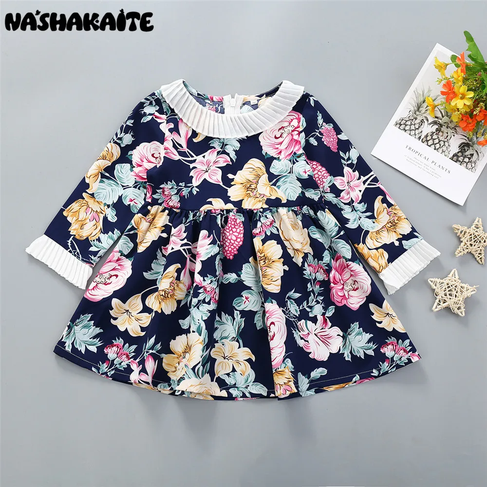 NASHAKAITE Elegant Fashion Ruffle Collar Baby Girl Dress Floral Print Pleated Girl Dress Children Clothes for 2-8 Years
NASHAKAITE Elegant Fashion Ruffle Collar Baby Girl Dress Floral Print Pleated Girl Dress Children Clothes for 2-8 Years