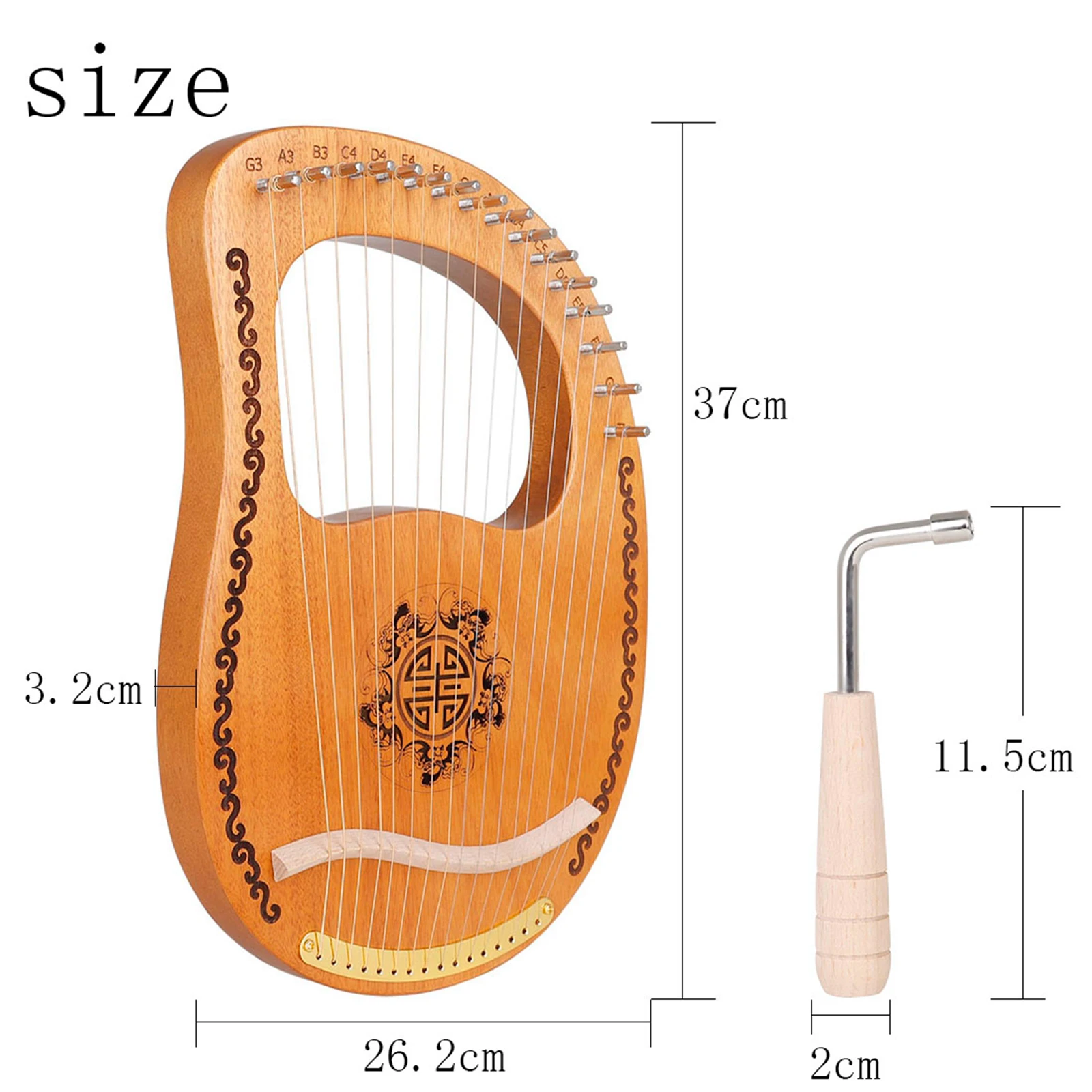 16 Strings Lyra Harp Portable Engraved Exquisite Harp w/Tuning Wrench Great Christmas New Year Present for Family Friends 16 Strings Lyra Harp Portable Engraved Exquisite Harp w/Tuning Wrench Great Christmas New Year Present for Family Friends