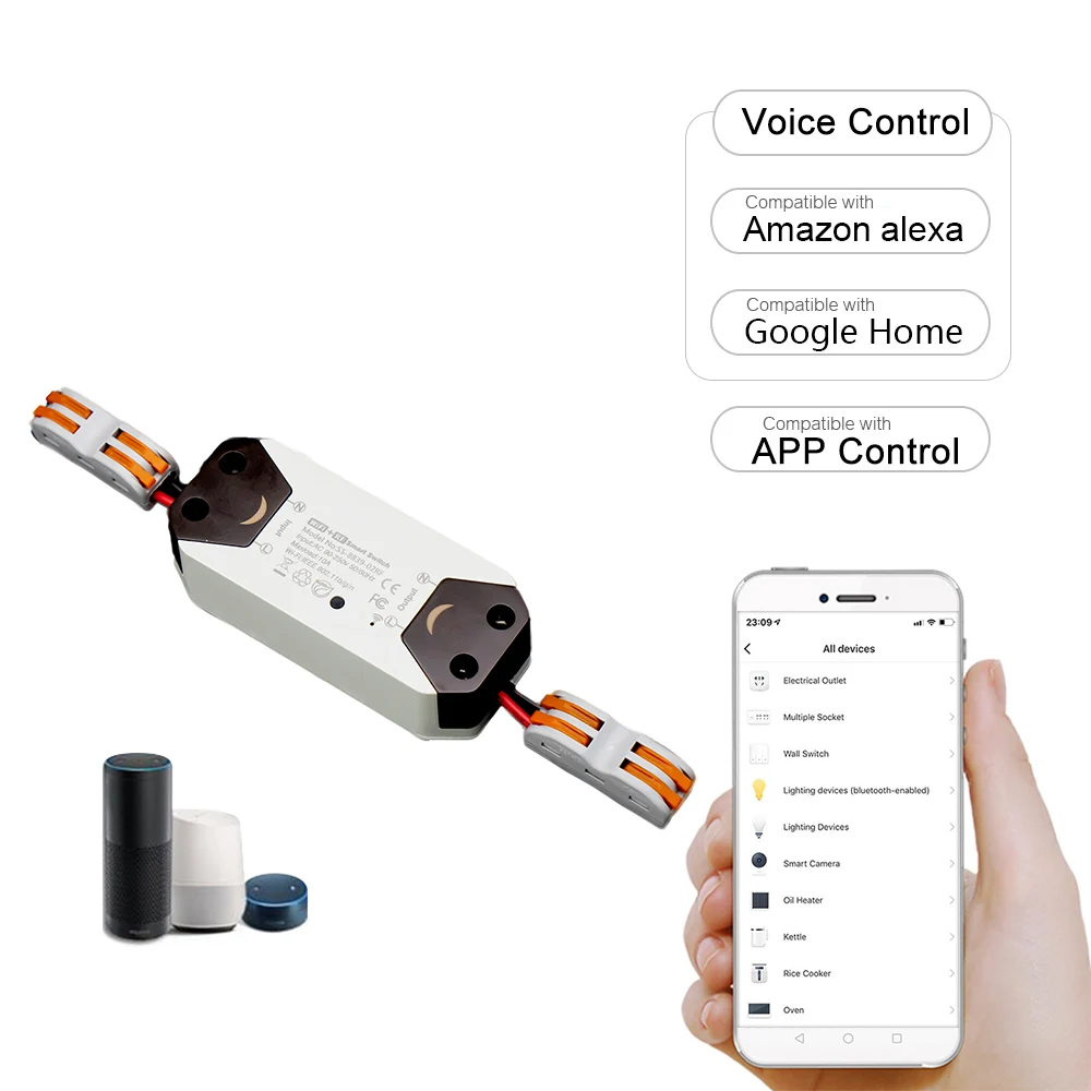 433MHz RF Smart Wi-Fi Switch Wireless Relay Remote Control Voice/APP Control Compatible with Alexa Google 10A 90-250V
433MHz RF Smart Wi-Fi Switch Wireless Relay Remote Control Voice/APP Control Compatible with Alexa Google 10A 90-250V