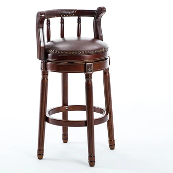 American solid wood bar chair European style backrest high stool Light luxury leather rotating retro bar high chair
American solid wood bar chair European style backrest high stool Light luxury leather rotating retro bar high chair