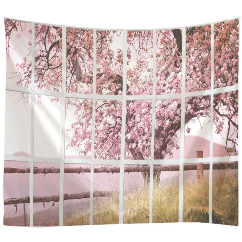 

Windows Scenery Tapestry Wall Hanging Cloth Bed Spread Beach Towel Table Cloth Yoga Mat House Decoration Living Room Decoration