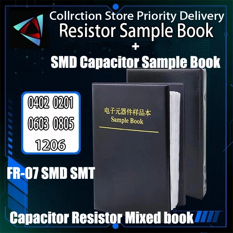 

Capacitor Resistor Mixed Book 0201 0402 0603 0805 1206 1% FR-07 SMD SMT Chip Assortment Kit 170 Values 0R-10M Sample Book