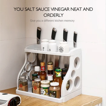 Multifunctional Double-layer Seasoning Rack Household Plastic Seasoning Rack Knife Holder Kitchen Supplies Storage
Multifunctional Double-layer Seasoning Rack Household Plastic Seasoning Rack Knife Holder Kitchen Supplies Storage