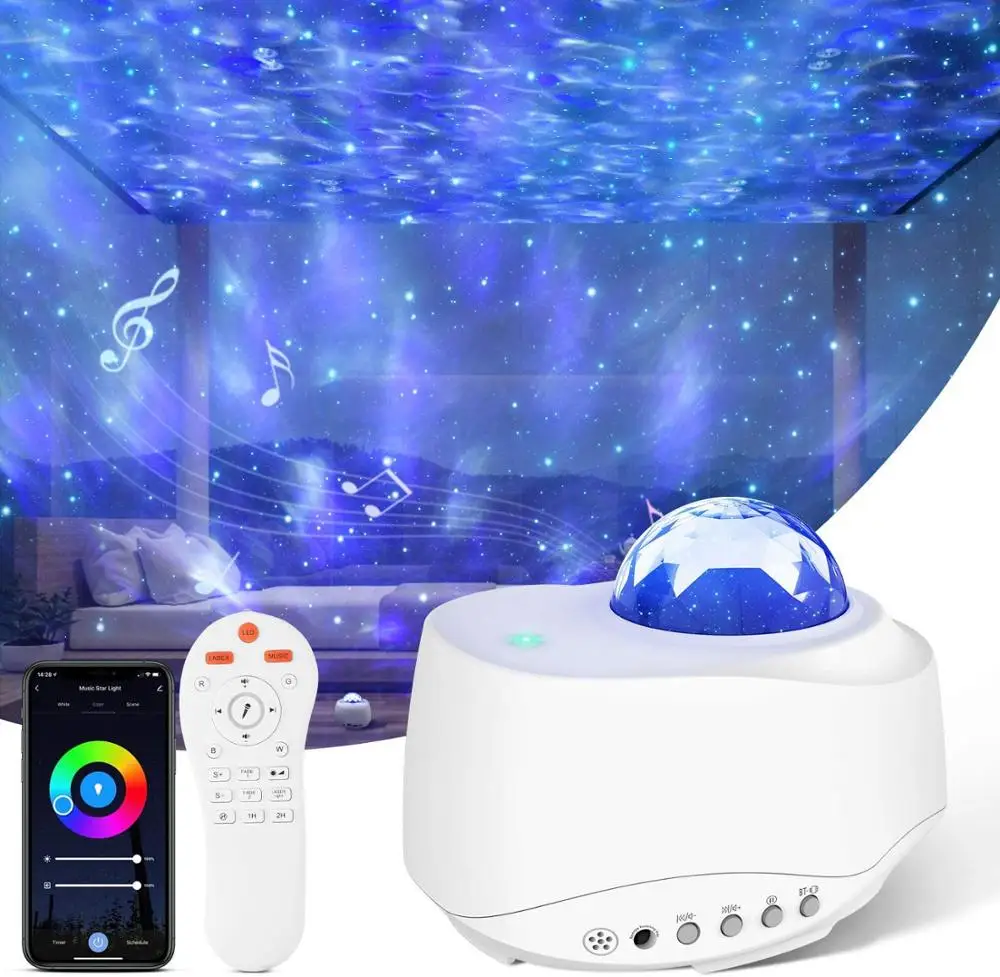 

Galaxy Projector Ocean Wave Projector Works with Alexa & Google with WiFi APP & Voice Control Bluetooth Night Light Perfec